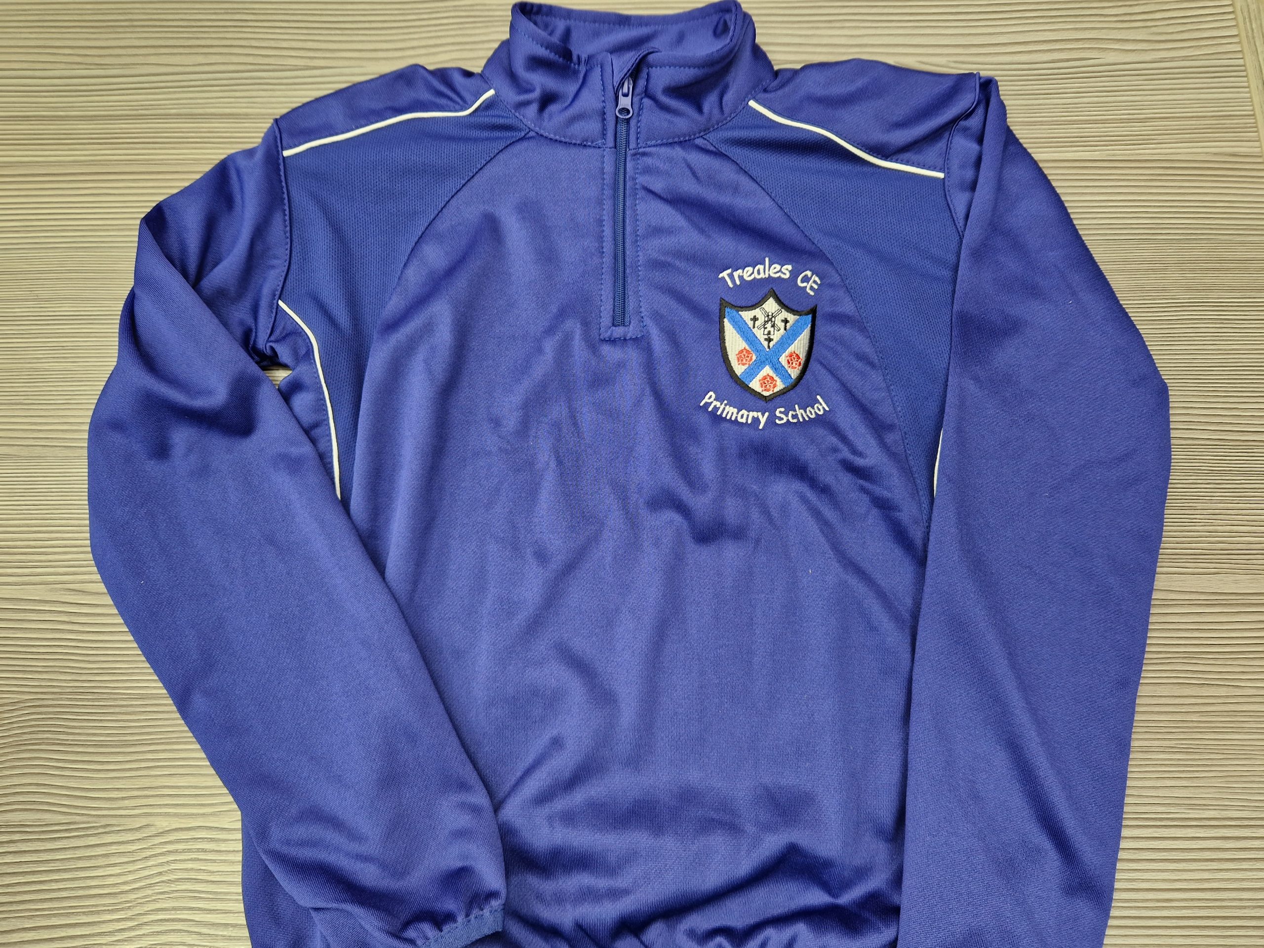 Treales Primary PE 1/4 Zip Top (Royal/White) - Embroidered - Uniform ...